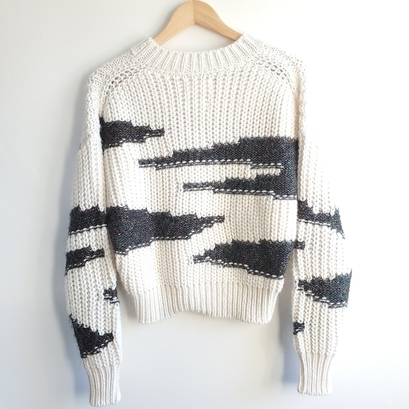 BA&SH Cacilie Metallic Intarsia-Knit Alpaca/Wool Ivory Sweater New Size 0/XS - Picture 14 of 16